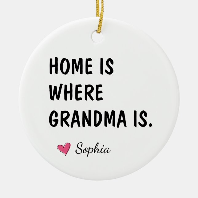 Hemmet är där mormor är Personlig morpresent Julgransprydnad Keramik (Framsidan)