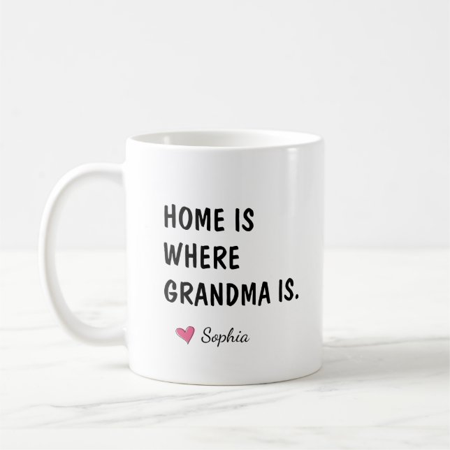 Hemmet är där mormor är Personlig morpresent Kaffemugg (Vänster)