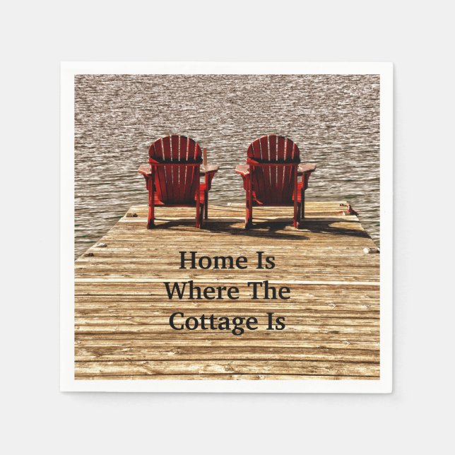 Hemmet är där stugan är rödaudonakstolar pappersservett (Framsidan)