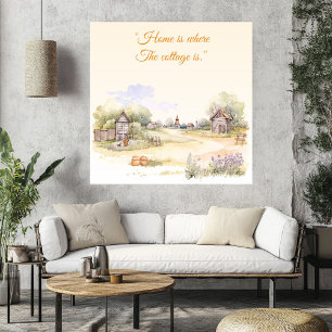 "Hemmet är där stugan är" Rustic Wildblommor Poster