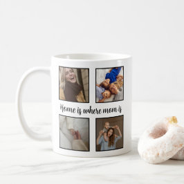 Hemmet är Mamma - Anpassningsbar 8 Fotokollage Mug Kaffemugg
