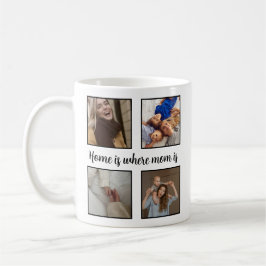 Hemmet är Mamma - Anpassningsbar 8 Fotokollage Mug Kaffemugg