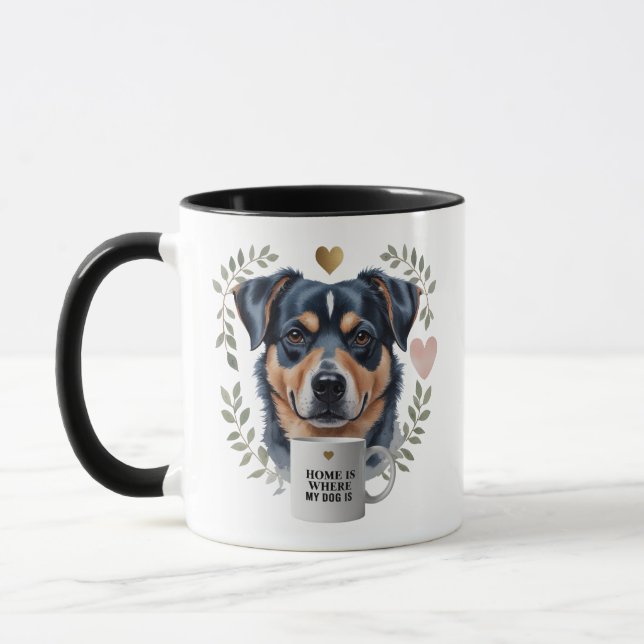 Hemmet är min Hund - Rottweiler Kärlek Mugg 11oz (Vänster)