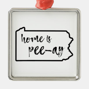 Hemmet är Pee-Ay Pennsylvania Julgransprydnad Metall