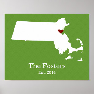 Hemmet är, var din hjärta är - Massachusetts Poster