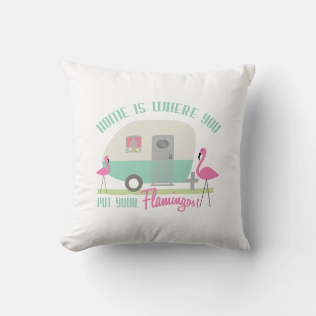 Hemmet är var du sätter dina Flamingos kudder Kudde (Framsida)