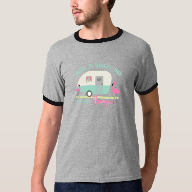 Hemmet är var du sätter ditt Retro släp för Tee Shirt (Framsida)