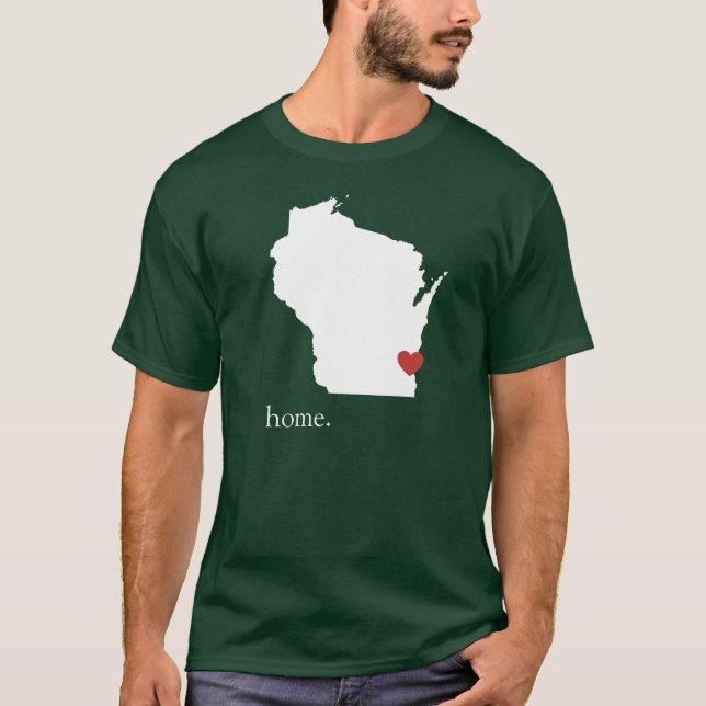 Hemmet är, var hjärtan är - Wisconsin Tee Shirt (Framsida)