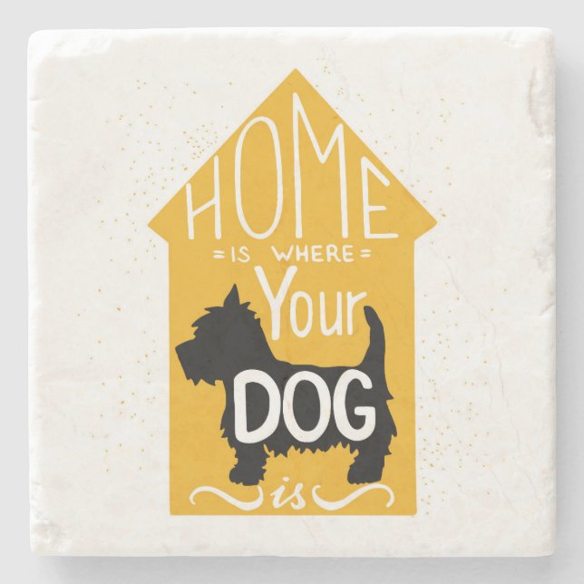 Hemmet är var hunden är underlägg sten (Framsidan)