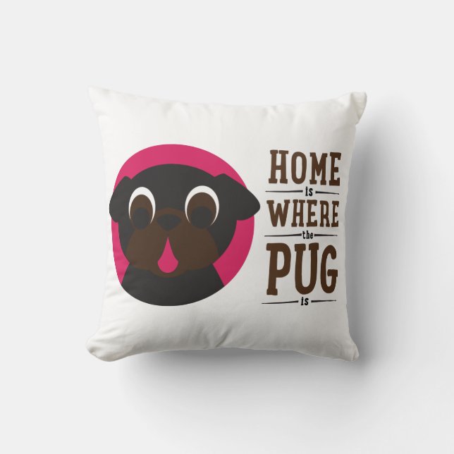Hemmet är var mopset är svart mops kudder kudde (Framsida)