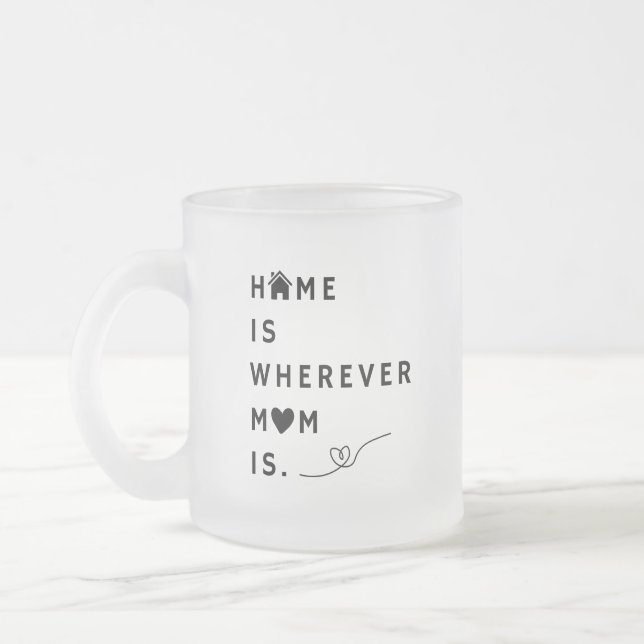 Hemmet är vart mamma än är – Present till mamma Frostad Glasmugg (Vänster)