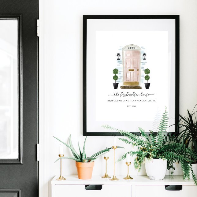 Hemmet, hemfamilj,  Rosa, vattenfärgdörr Poster (Skapare uppladdad)