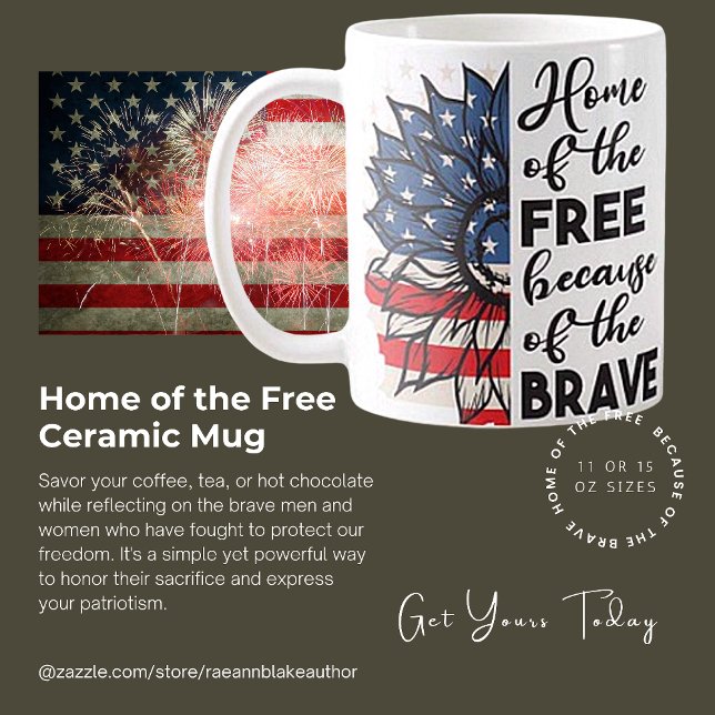 Hemmet i Fria USA Patriotic Ceramic Mugg (Skapare uppladdad)