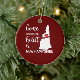 Hemmet i New Hampshire är där hjärtat finns Julgransprydnad Keramik