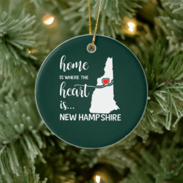 Hemmet i New Hampshire är där hjärtat finns Julgransprydnad Keramik