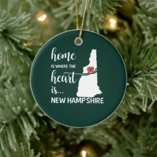 Hemmet i New Hampshire är där hjärtat finns Julgransprydnad Keramik
