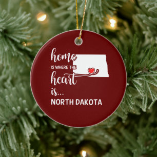 Hemmet i North Dakota ligger där hjärtat finns Julgransprydnad Keramik