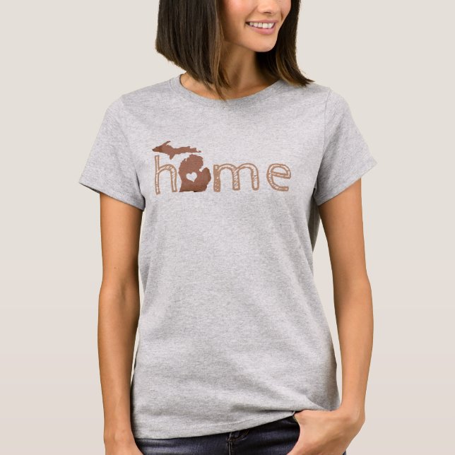 Hemmet Michigan Silhouette Copper Filled State T Shirt (Framsida)