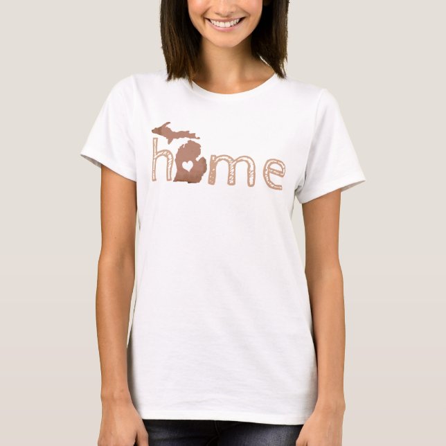 Hemmet Michigan Silhouette Copper Filled State T Shirt (Framsida)