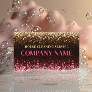 Hemmet och kontoret städning rosa guld glitter visitkort