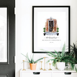 Hemmet, sötat, färgsfärg Röd bricka och svart dörr Poster