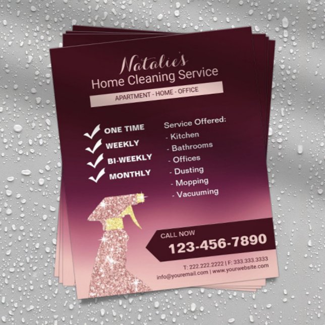 Hemmet Städning House Keeping Service Brugndy Ombr Flygblad (Skapare uppladdad)