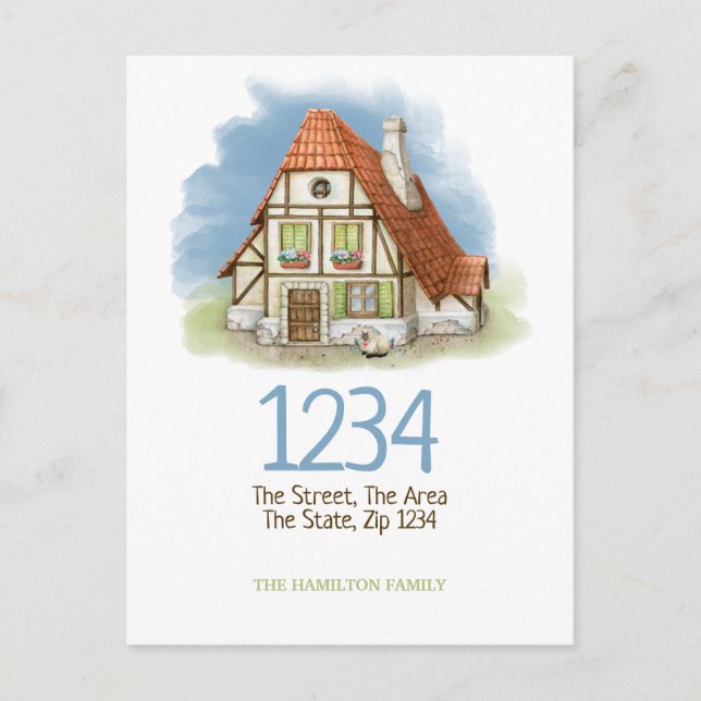 Hemmet - vattenfärg vi har Flyttat Meddelande Vykort (Framsida)