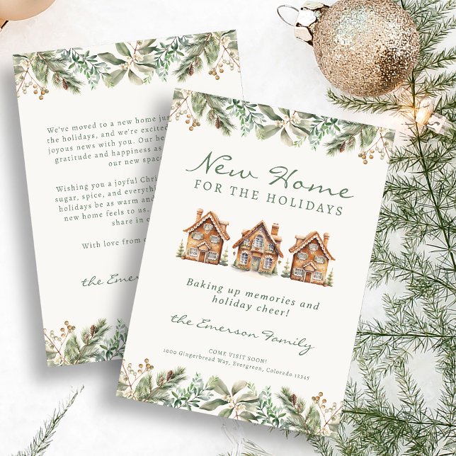 Hemmingskort för bröd julkort (Gingerbread Home Holiday Card
)