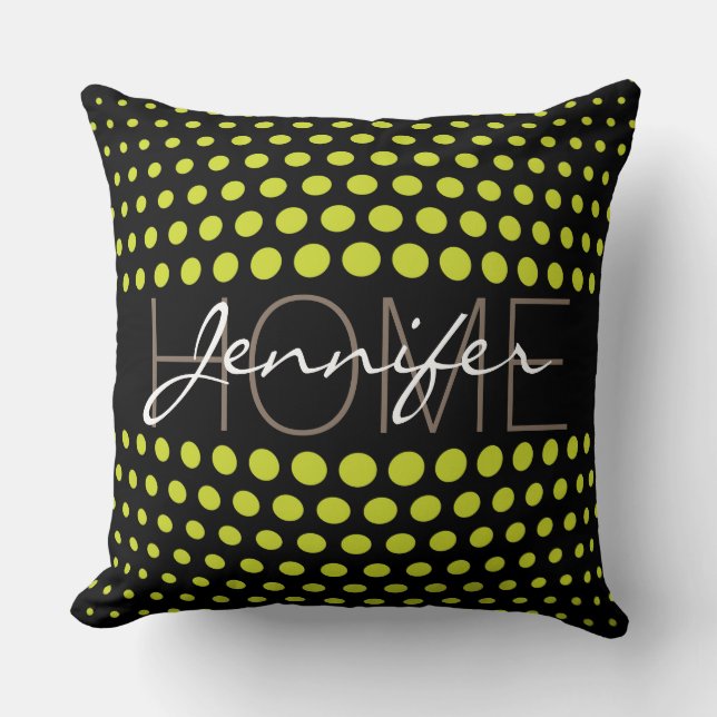 Hemmonogram för syrad grönt polka dots kudde (Framsida)