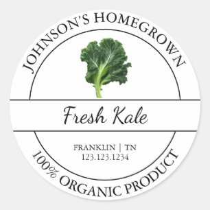 Hemodlad Garden Fresh Organic Kale-etikett Runt Klistermärke