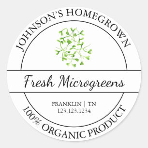 Hemodlad Garden Fresh Organic Microgreens-etikett Runt Klistermärke