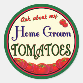Hemodlad Tomates Retro Gardener Slogan Sticker Runt Klistermärke