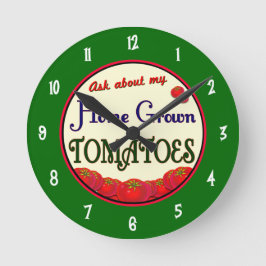 Hemodlade tomater Retro Gardener Wall Clock Rund Klocka