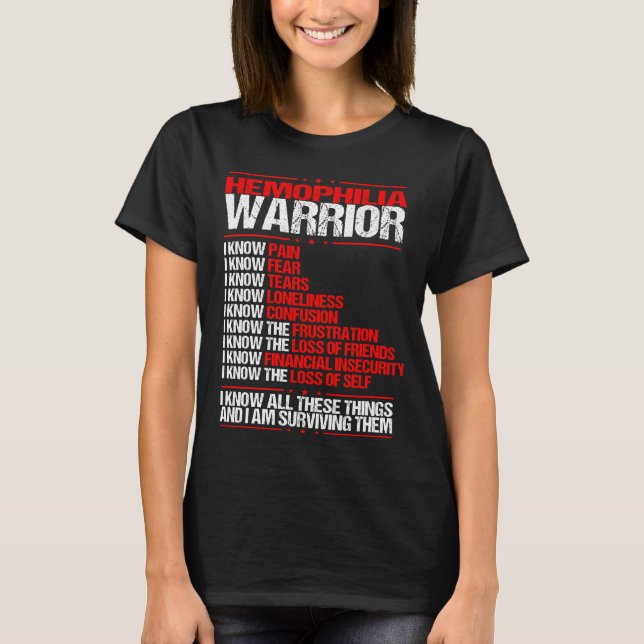 Hemofili Awareness Jag känner Pain Red Ribbon T Shirt (Framsida)