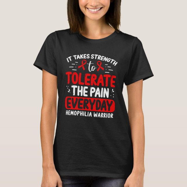Hemofili Awareness Red Ribbon Fighter T Shirt (Framsida)