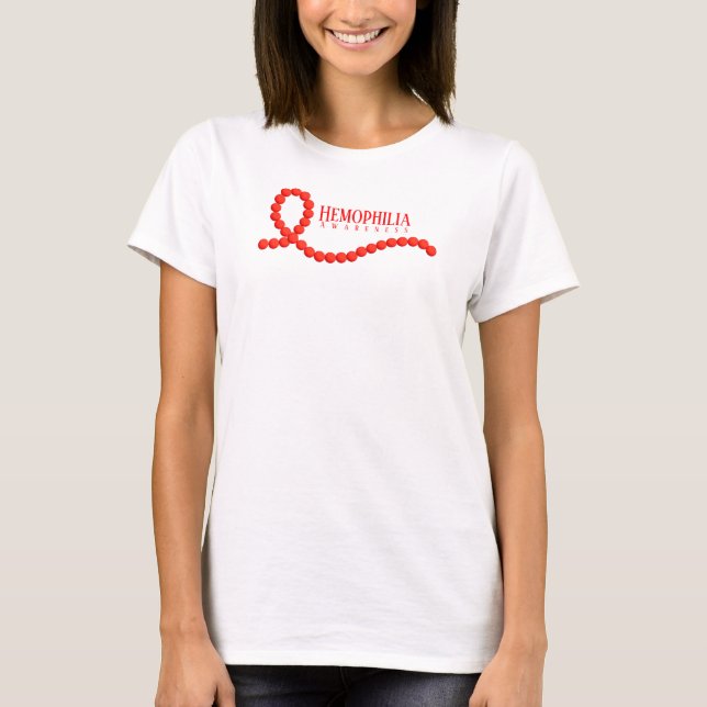 Hemofili Awareness Red Ribbon Pärlor T Shirt (Framsida)