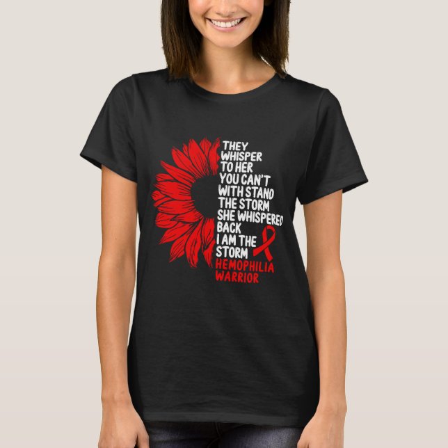 Hemofili Awareness Red Ribbon Storm T Shirt (Framsida)