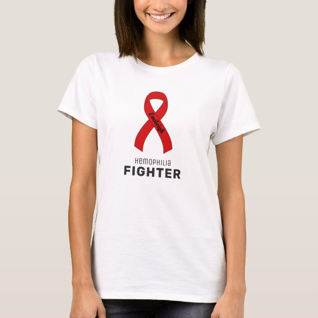 Hemofili Fighter Ribbon White T- Shirt T (Framsida)