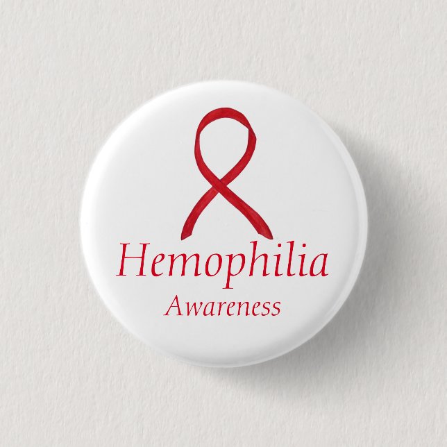 Hemofili Red Awareness Ribbon Anpassningsbar Penda Knapp (Framsida)