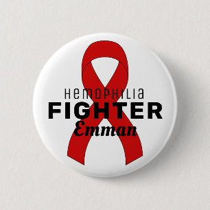 Hemofili Ribbon White Button Knapp
