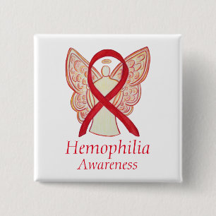 Hemophilia Angel Red Awareness Ribbon Art Button Knapp