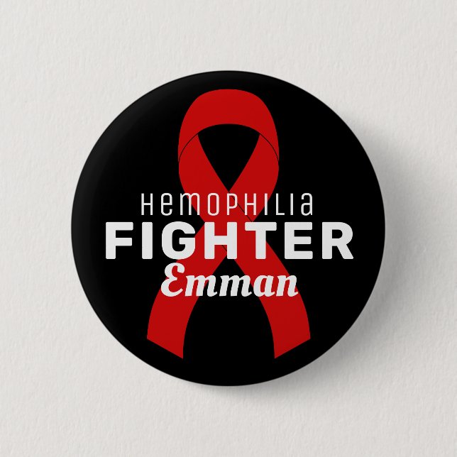 Hemophilia Ribbon Black Button Knapp (Framsida)
