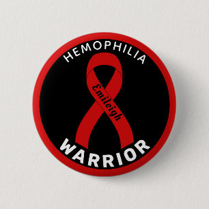 Hemophilia Warrior Ribbon Black Button Knapp