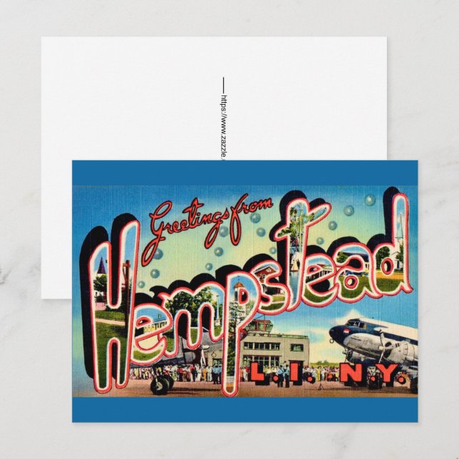Hempstead Long Island NY  Vykort (Fram/baksida)