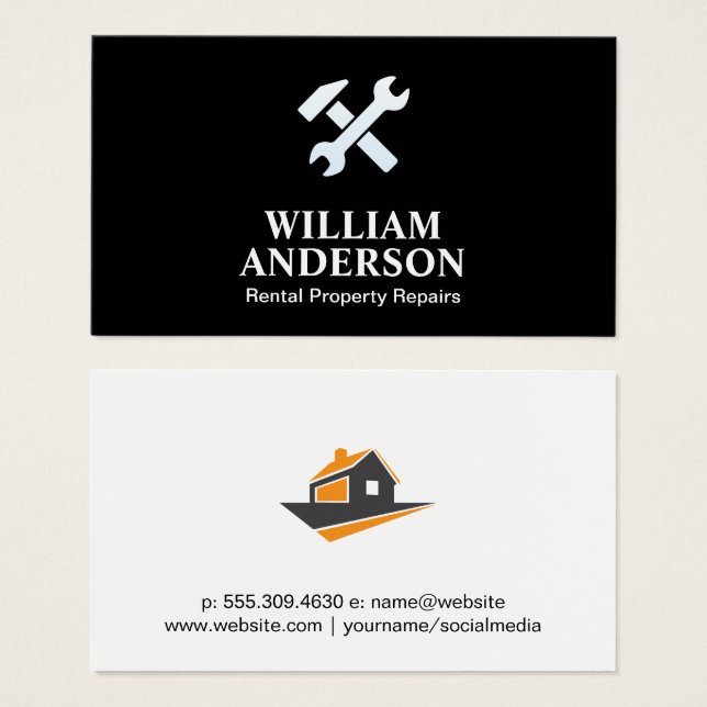Hemreparation | HANDYMAN | Hammer Wrench Visitkort (Framsida & baksida)