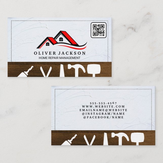 Hemreparation | Realtor | Rooftop QR-kod Visitkort (Fram/baksida)