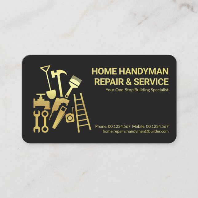 Hemreparationer av guld Handyman Verktyg Visitkort (Framsida)
