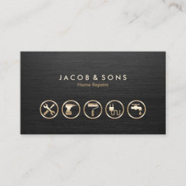 Hemreparationer av Guld-ikoner Brushed Metall Stru Visitkort