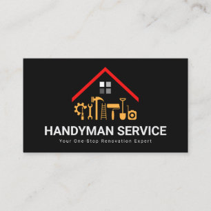 Hemreparationer av Red Rooftop Byggnad Handyman Ve Visitkort