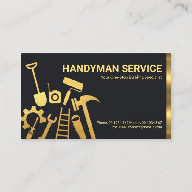Hemreparationer för Faux Guld Handyman Verktyg Visitkort (Framsida)